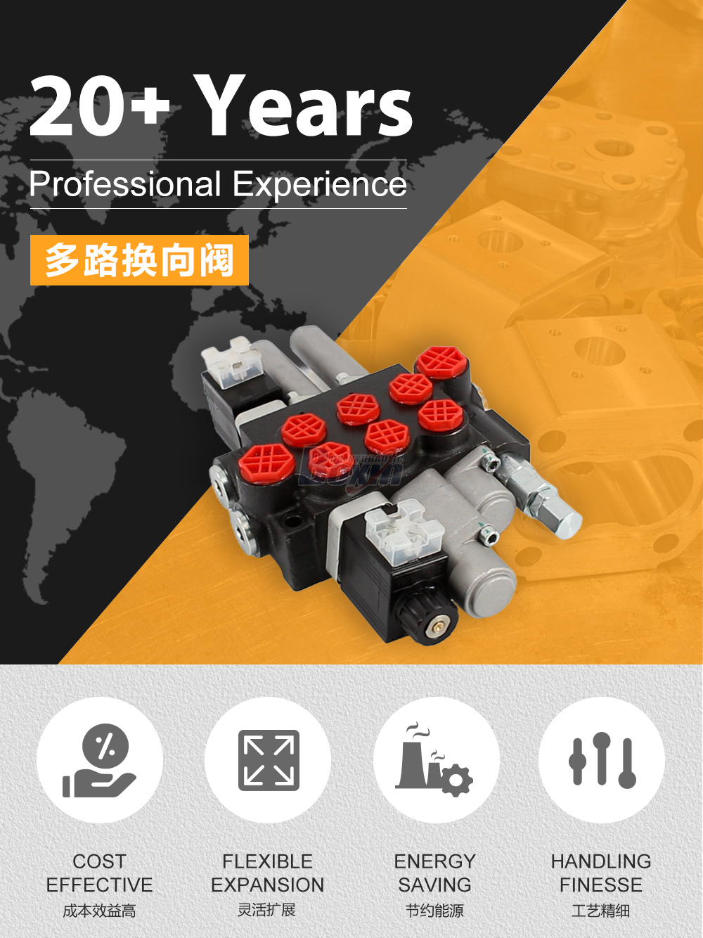 P40-BOT-BQTW1-DCOT 电磁与软轴控制 3 联 单块式方向阀